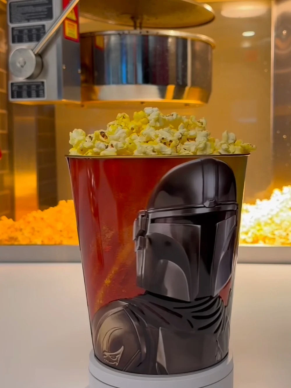 The Mandalorian Themed Metallic Tin Popcorn Bucket & Helmet Cup-Cinnemark NWT!
